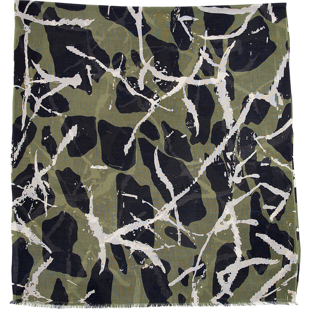 Women's scarf Dots &amp; Lines. 50% wool, 50% silk. Olive, black. Bella Ballou